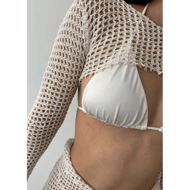 SET TEJIDO CROP TOP MEDIA COPA + PANTALON