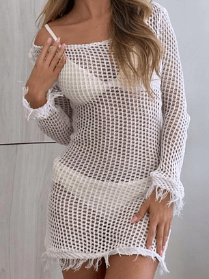 SALIDA VESTIDO CORTO TEJIDO MANGA LARGA