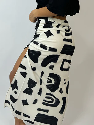 FALDA LARGA PRINT NEGRO