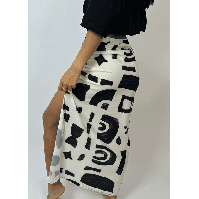 FALDA LARGA PRINT NEGRO