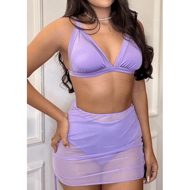 SET BIKINI TALLE ALTO + FALDA CORTA