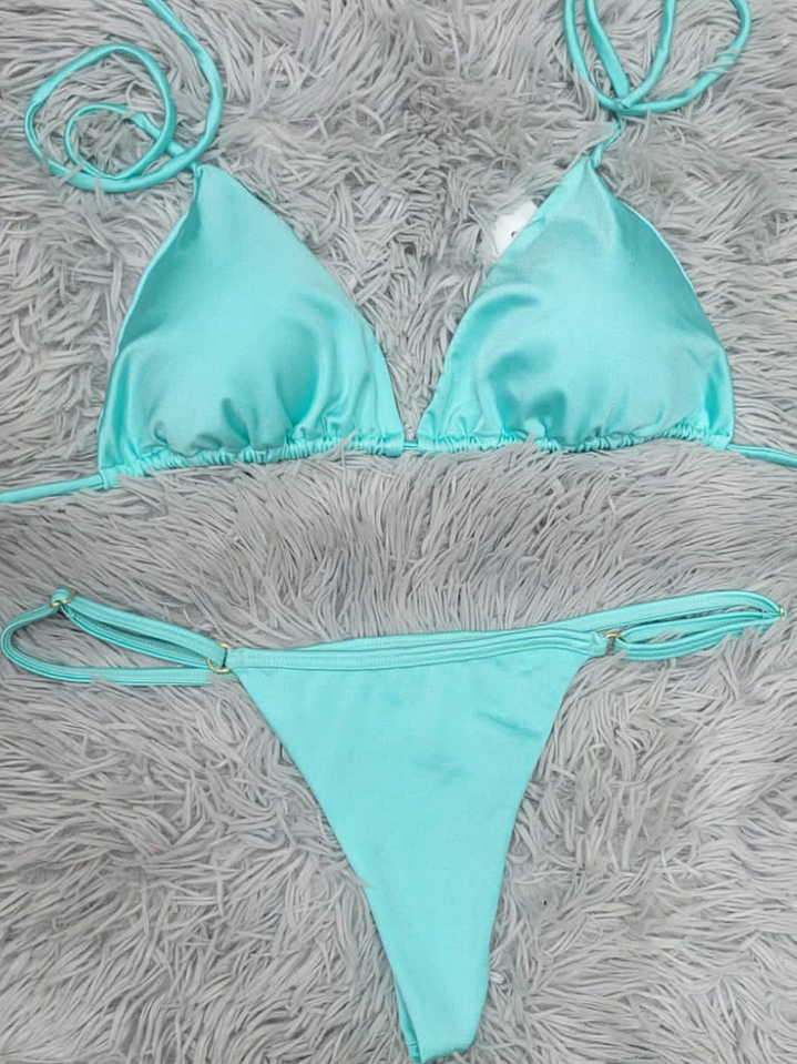 PACK BIKINI SATINADO + VESTIDO TEJIDO + SOMBRERO BOHO 10