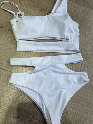 BAZAR BIKINI TALLE ALTO CORTES BLANCO TALLA S IMP
