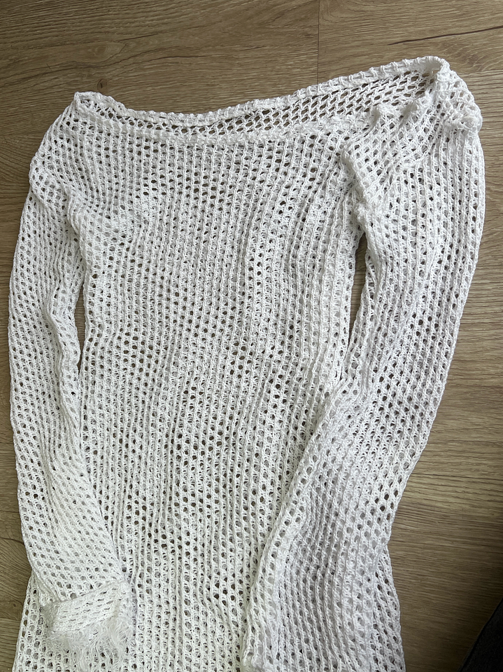 BAZAR VESTIDO CORTO TEJIDO BLANCO IMP 2