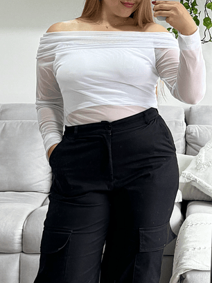 MAZAR MESH CUELLO BANDEJA BLANCO TALLA M/L