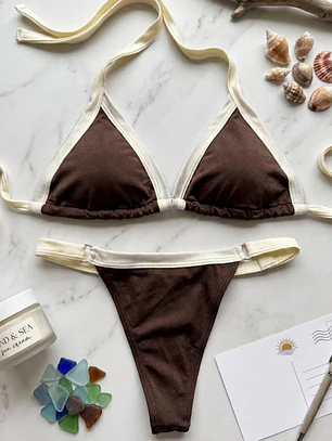 BIKINI BRONCEADOR TANGA REGULABLE BICOLOR