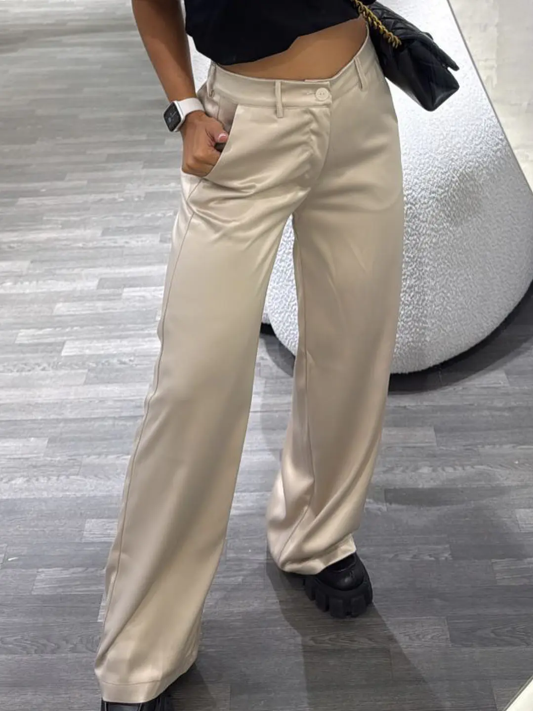 PANTALON SATIN BEIGE 1