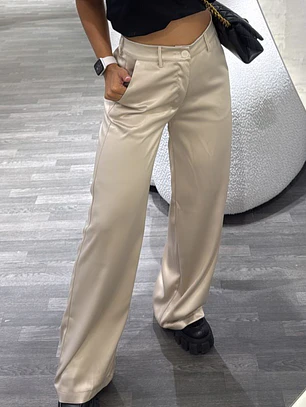 PANTALON SATIN BEIGE