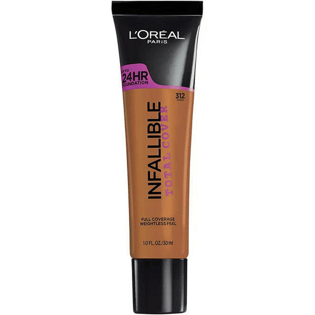 Base Infallible Total Cover™ 24 horas de L'Oreal Paris tono 312 cacao