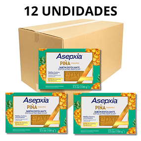 Caja de 12 Jabónes Exfoliantes Asepxia Piña barra 100 g