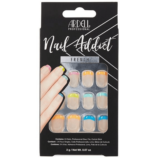 Set Uñas Postizas Ardell Nail Addict French - Rainbow French