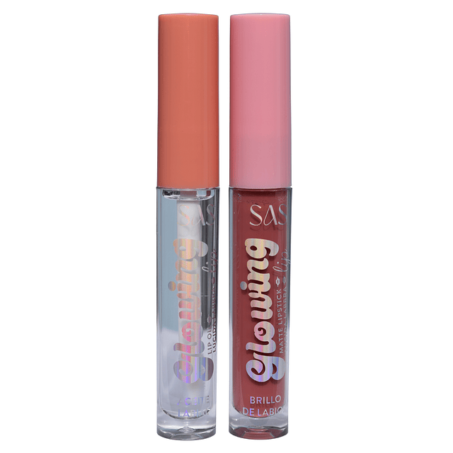 Duo de Labial Liquido Mate + Brillo de Labios SAS Cosmetics - SAC089 - 01 