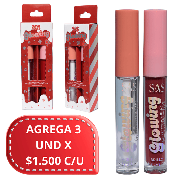 Duo de Labial Liquido Mate + Brillo de Labios SAS Cosmetics - SAC089 - 04