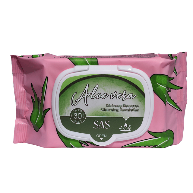 Toallitas Desmaquillantes SAS Cosmetics - Aleo Vera 30 Toallas 