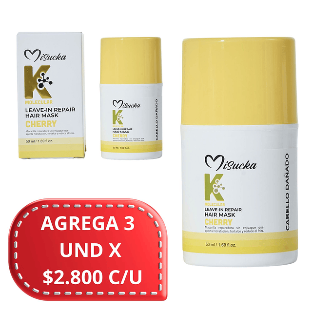 Mascarilla Capilar Reparadora sin Enjuague Misucka K Molecular  50ml - CHERRY