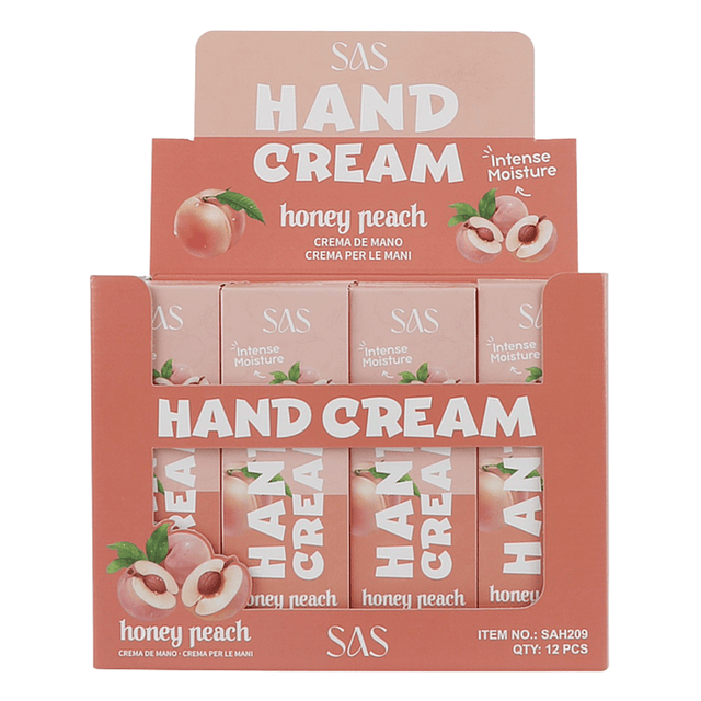 Caja de 12 Cremas para Manos SAS Cosmetics 105g - SAH208 Honey Peach