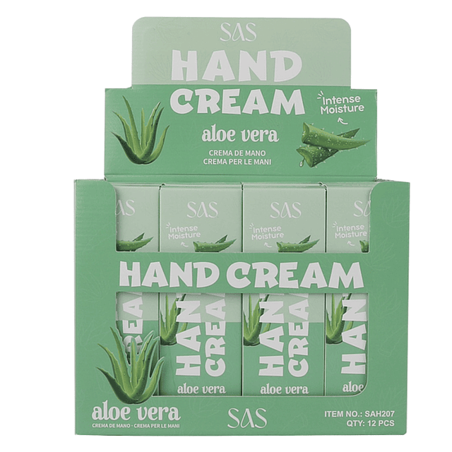 Caja de 12 Cremas para Manos SAS Cosmetics 105g - SAH207 Aleo Vera