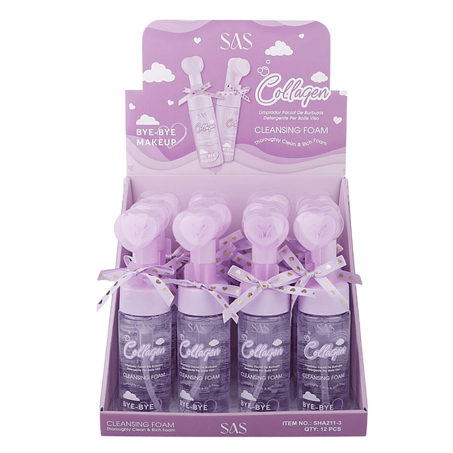 Display de 12 Limpiadores Faciales en Espuma SAS Cosmetics - SAH211-3 - COLLAGEN