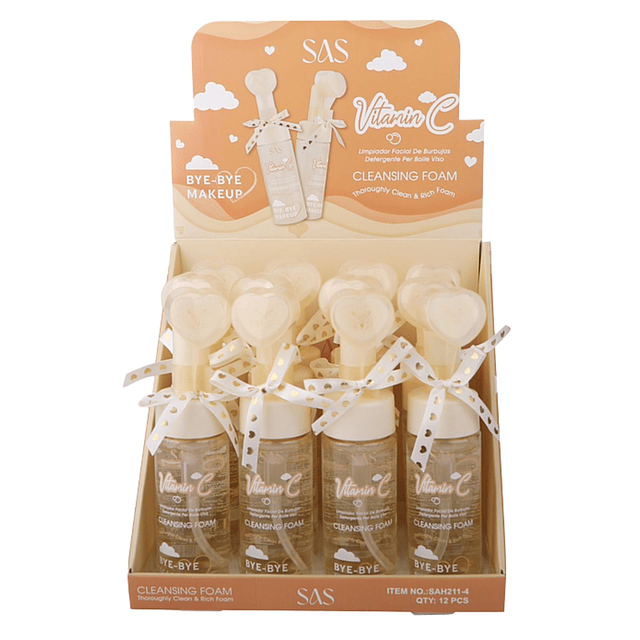 Display de 12 Limpiadores Faciales en Espuma SAS Cosmetics - SAH211-4 - VITAMINA C