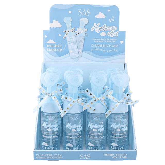 Display de 12 Limpiadores Faciales en Espuma SAS Cosmetics - SAH211-2 - HYALURONIC ACID