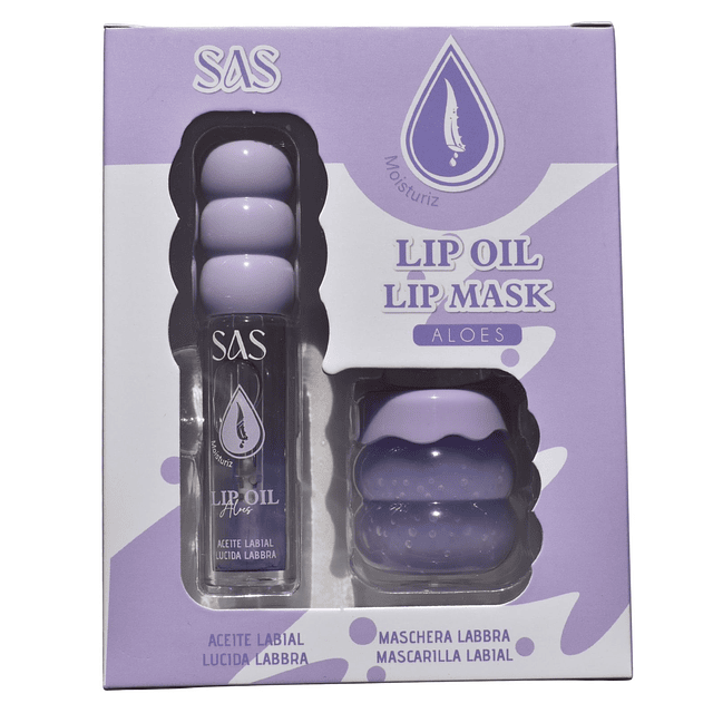 Set de Aceite Labial + Mascara de Labios SAS Cosmetics - SAC186 - ALOES
