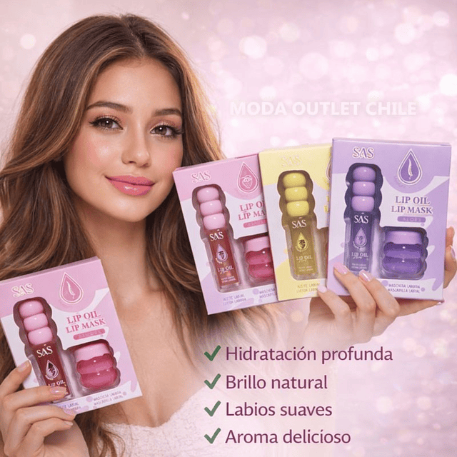 Set de Aceite Labial + Mascara de Labios SAS Cosmetics - SAC186 - ALOES