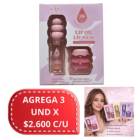 Set de Aceite Labial + Mascara de Labios SAS Cosmetics - SAC186 - STRAWBERRY