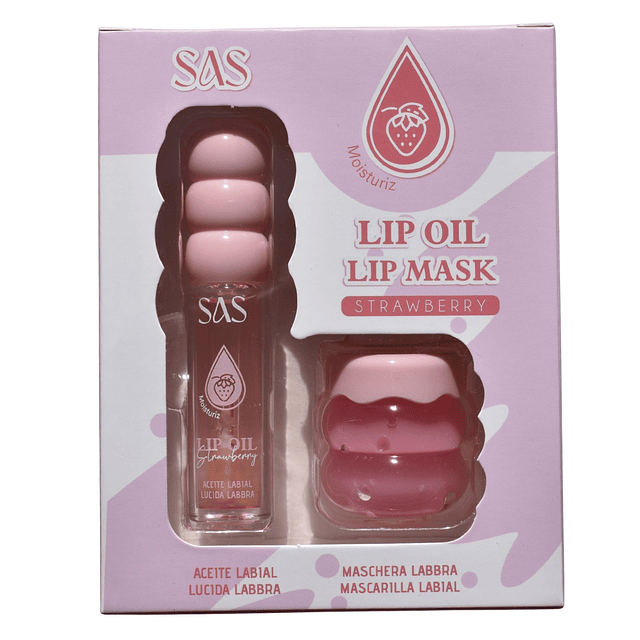 Set de Aceite Labial + Mascara de Labios SAS Cosmetics - SAC186 - STRAWBERRY