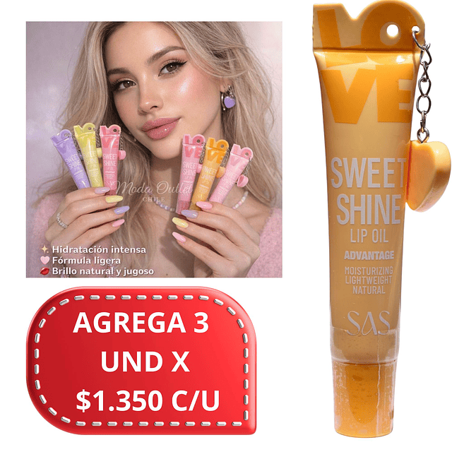 Aceite Labial LOVE Sweet Shine SAS Cosmetics - SLG011 - Tono 01