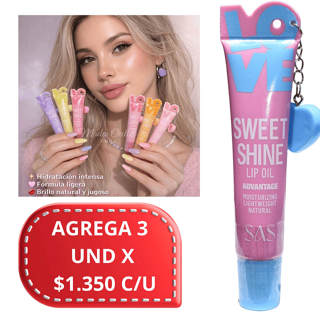Aceite Labial LOVE Sweet Shine SAS Cosmetics - SLG011 - Tono 04