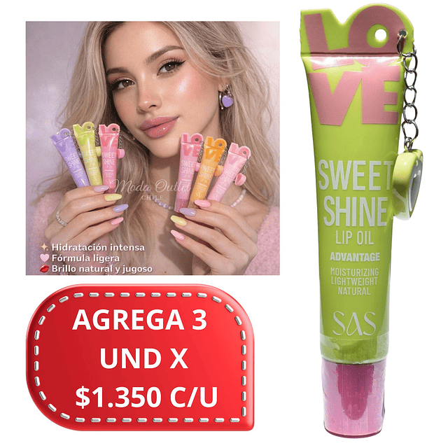 Aceite Labial LOVE Sweet Shine SAS Cosmetics - SLG011 - Tono 06