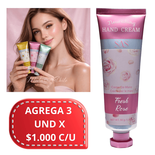 Crema de Manos SAS Cosmetics 50g - FRESH ROSE
