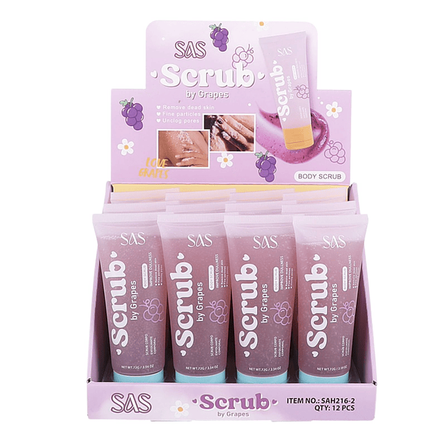 Caja de 12 Exfoliantes Corporales SAS Cosmetics 72g - SAH216-2 - GRAPES