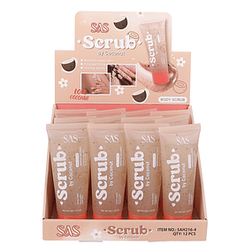 Caja de 12 Exfoliantes Corporales SAS Cosmetics 72g - SAH216-4 - COCONUT