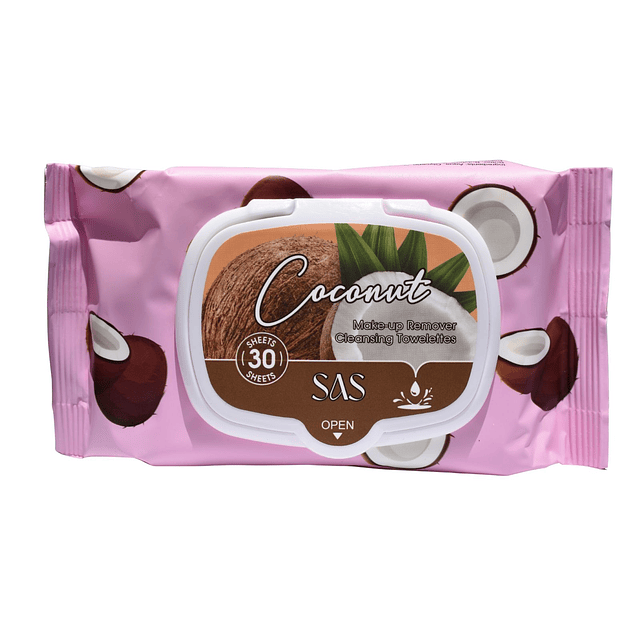 Toallitas Desmaquillantes SAS Cosmetics - Coconut 30 Toallas