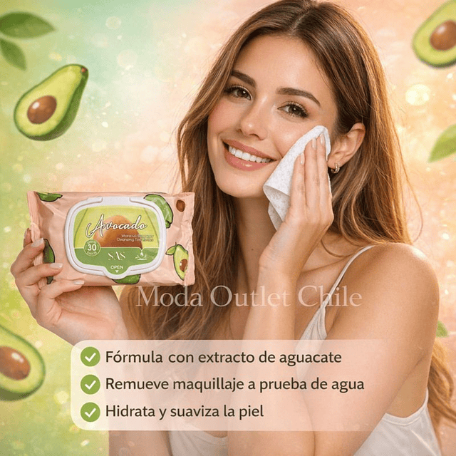 Toallitas Desmaquillantes SAS Cosmetics - Avocado 30 Toallas