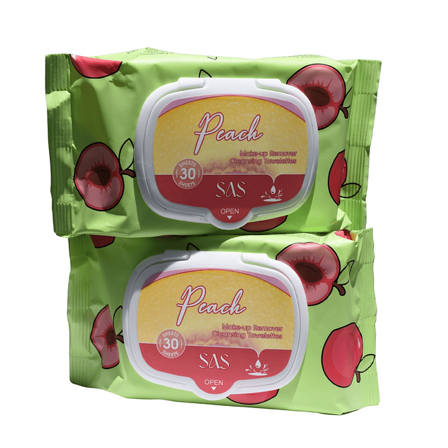 Toallitas Desmaquillantes SAS Cosmetics - Peach 30 Toallas