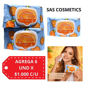 Toallitas Desmaquillantes SAS Cosmetics - Orange 30 Toallas