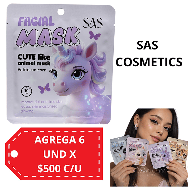 Mascarilla Facial SAS Cosmetics - SAH219-4 - PETITE UNICORN
