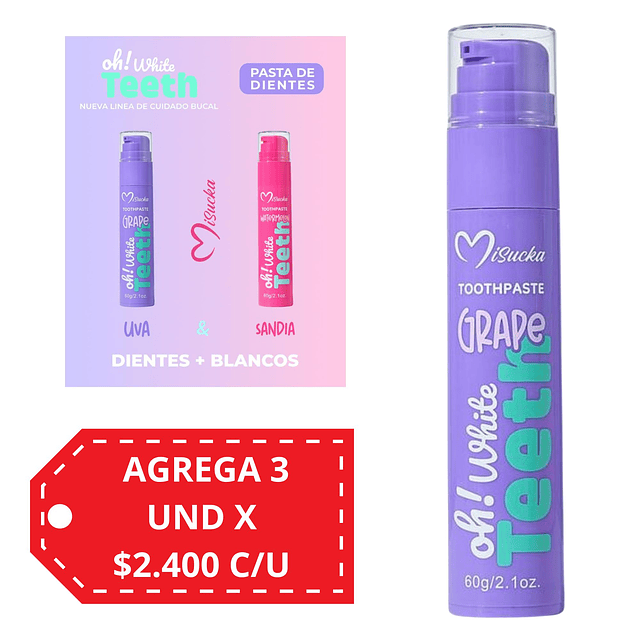 Pasta dental Dientes mas Blancos Misucka 60g - GRAPE