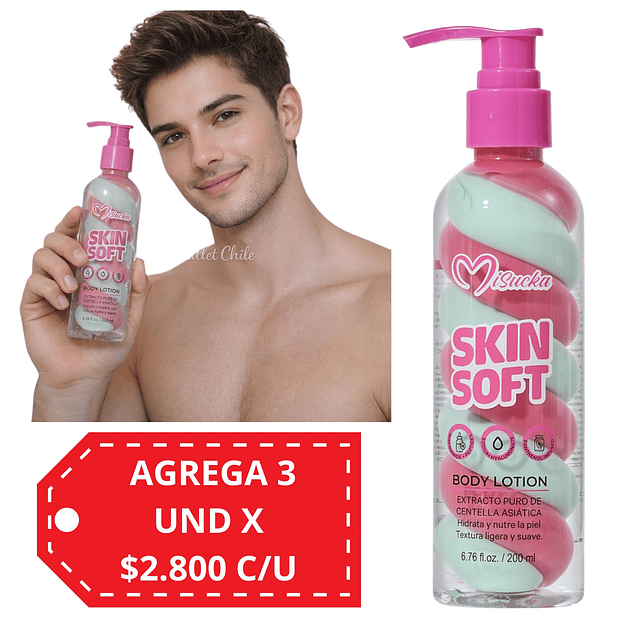 Locion Corporal SKIN SOFT de Misucka con Extracto de Centella Asiatica - 200ml