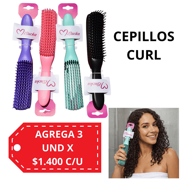Cepillo para el Cabello Rizado / Curly Misucka Alta Calidad, Se Envian Colores Surtidos - AT15