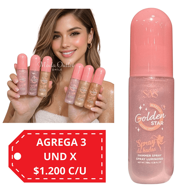 Brillo Corporal en Spray Polvo de Hadas SAS Cosmetics SAC019-B - TONO 01