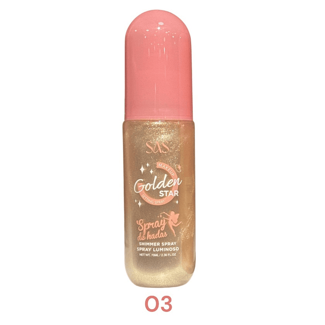 Brillo Corporal en Spray Polvo de Hadas SAS Cosmetics SAC019-B - TONO 03
