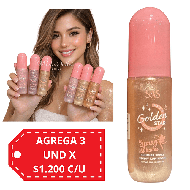 Brillo Corporal en Spray Polvo de Hadas SAS Cosmetics SAC019-B - TONO 04