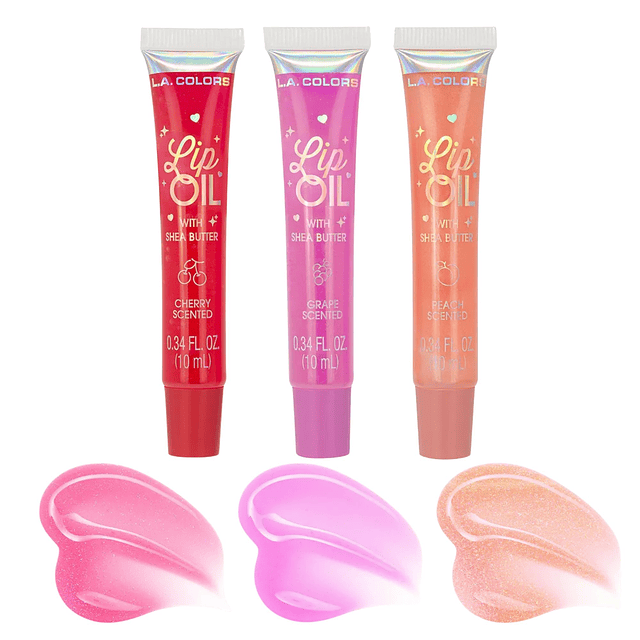 Set L.A Colors Lip Oil Trio, Brillos de Labios - 3 Piezas - C43526