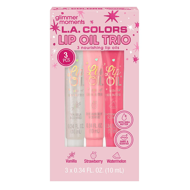 Set L.A Colors Lip Oil Trio, Brillos de Labios - 3 Piezas - C43525 