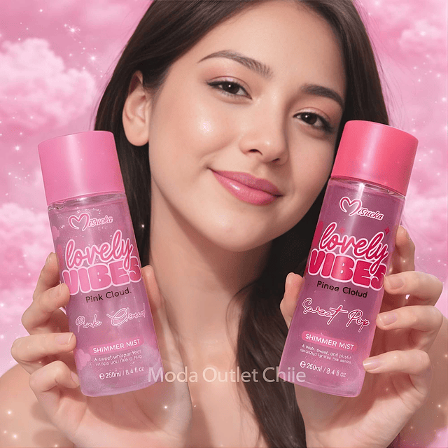 Body Mist Misucka Lovely Vibes Con Shimmer / Brillo  250 Ml  - PINK CLOUD
