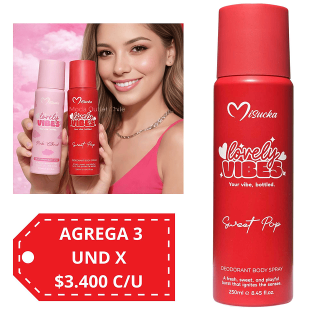 Body splash Desodrante de Misucka Lovely Vibes 250 Ml  - Sweet Pop