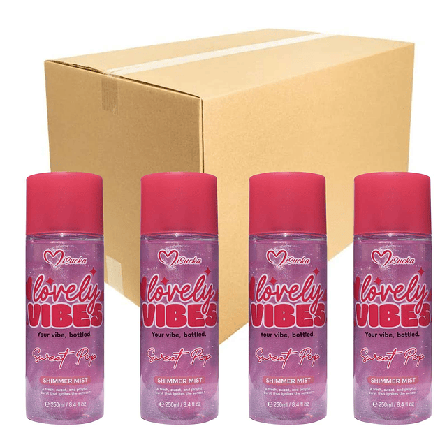Caja de 12 Body Mist Misucka Lovely Vibes Con Shimmer / Brillo 250 Ml - SWEET POP